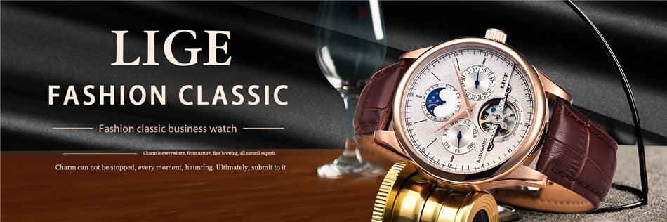 LIGE Waterproof Classic Mechanical Watch for Men LIGE Waterproof Classic Mechanical Watch for Men